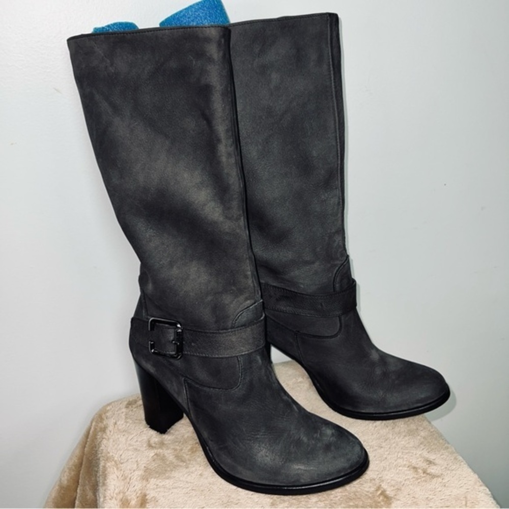 Vera Gomma Gray Leather Knee-High Boots - Italy - Women’s Size 7.5 EU 38 - Picture 1 of 12
